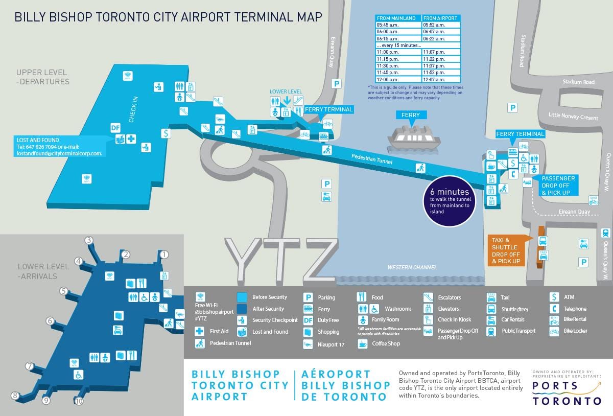 Carte aéroport Billy Bishop Toronto