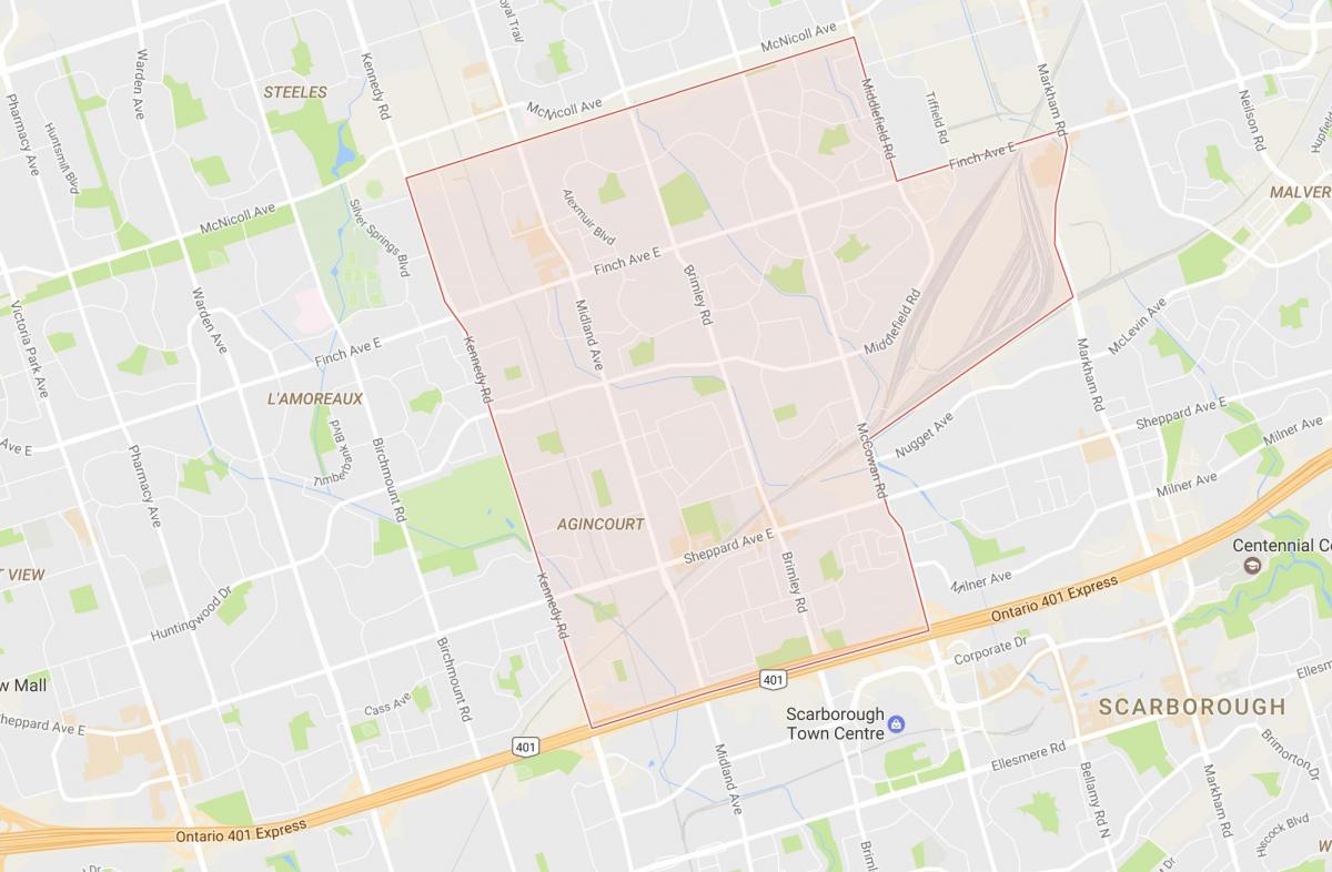 Carte Agincourt quartier Toronto