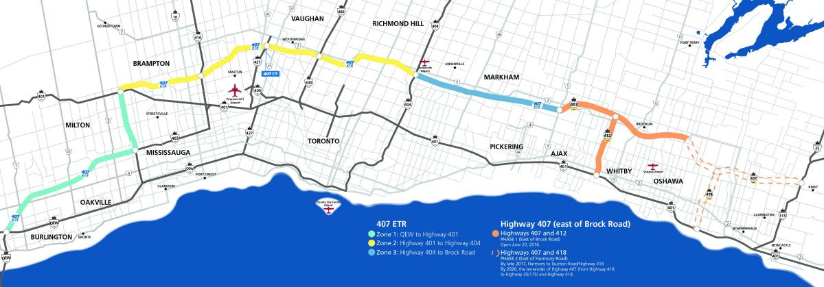 Carte autoroute 407 Toronto