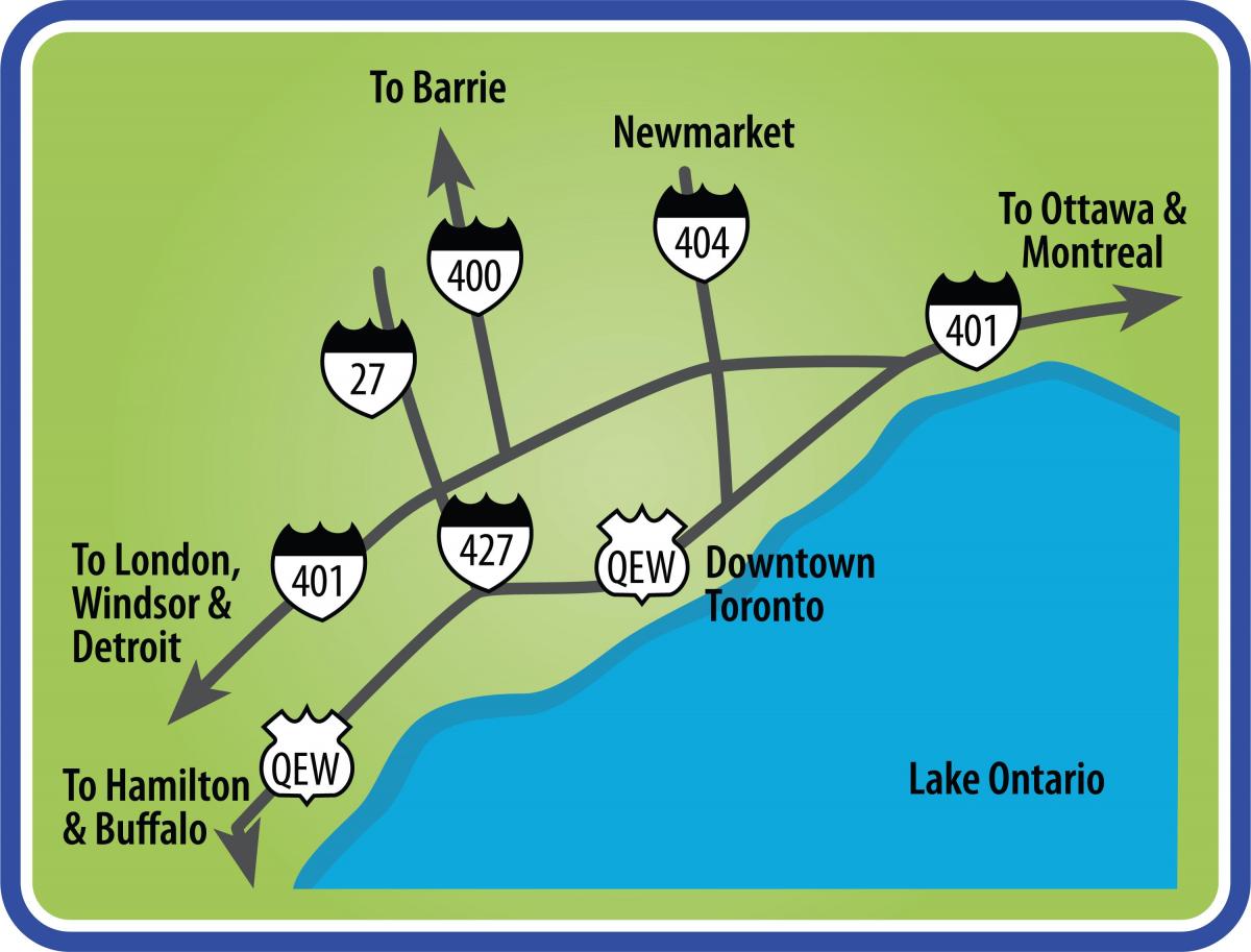Carte autoroutes directions Toronto