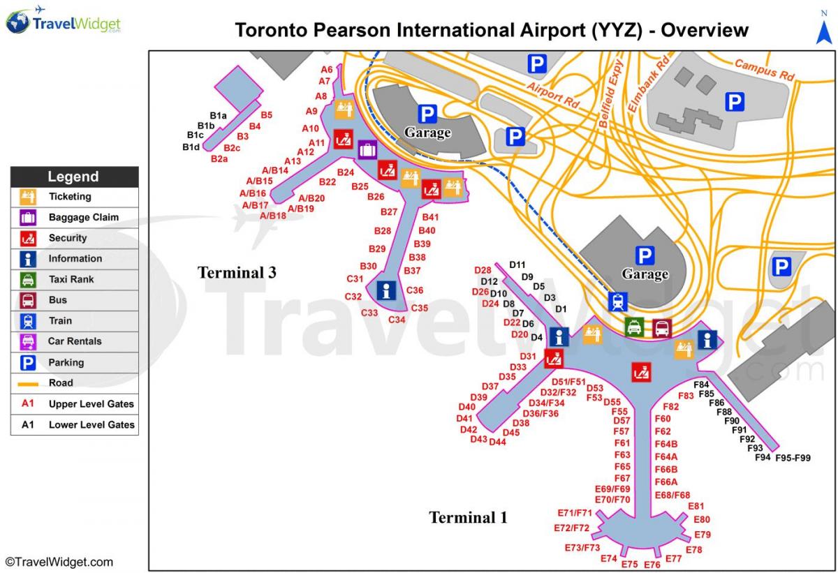 Carte aéroport international Pearson Toronto