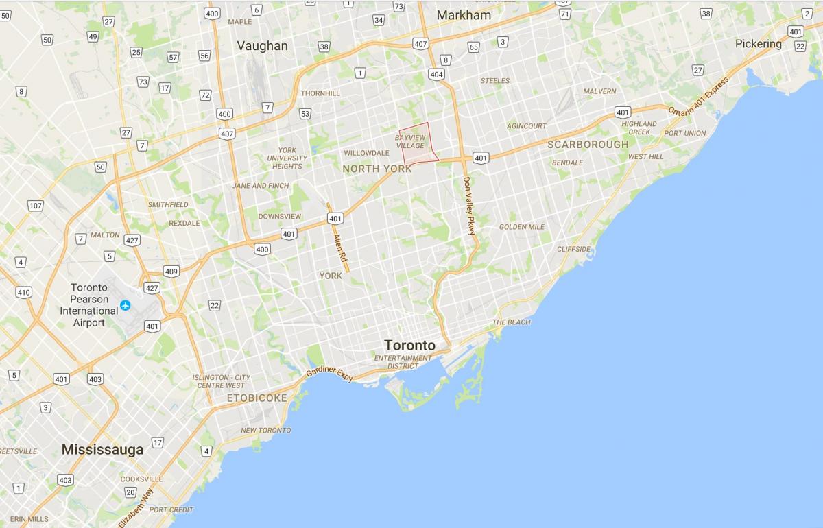 Carte Bayview Village district de Toronto