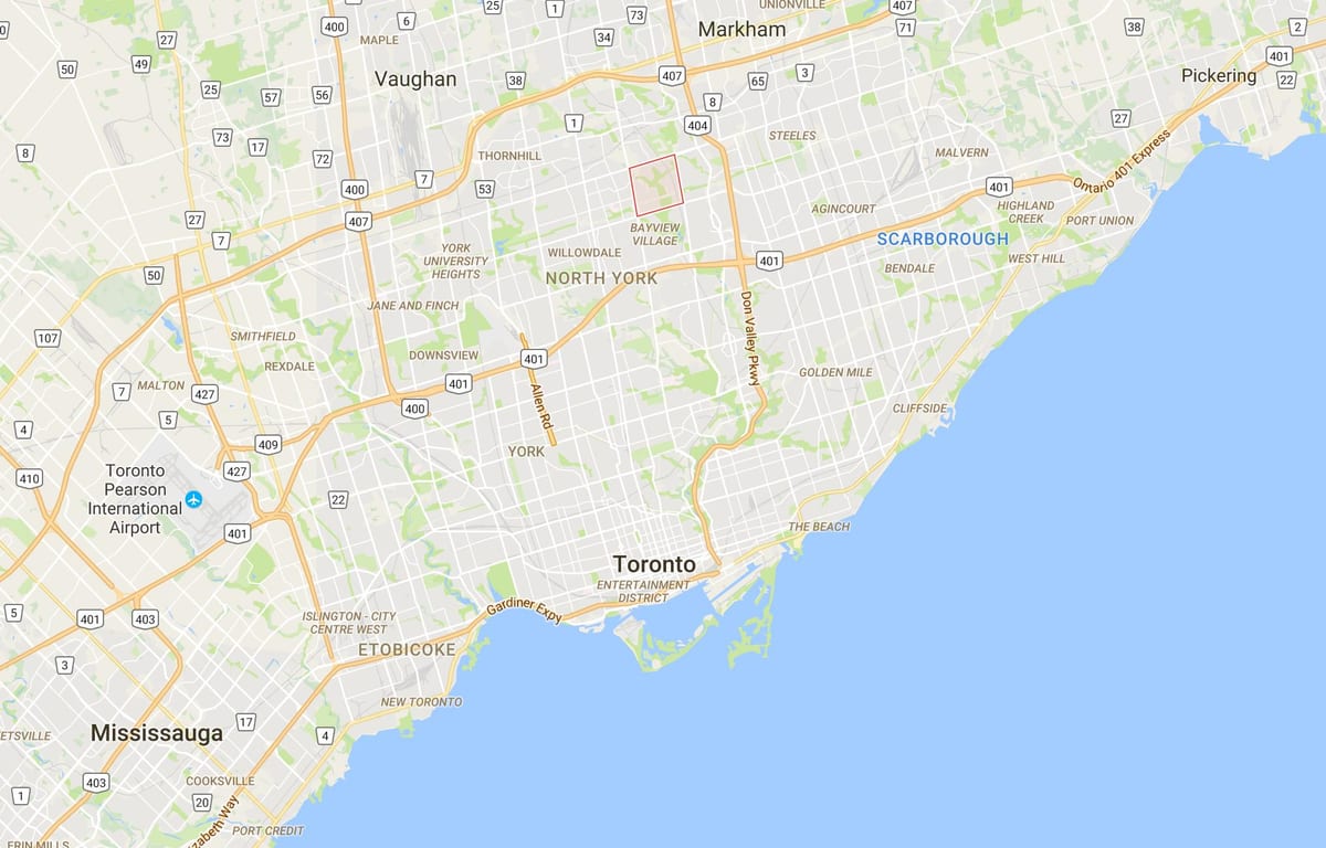Carte Bayview Woods – Steeles district de Toronto