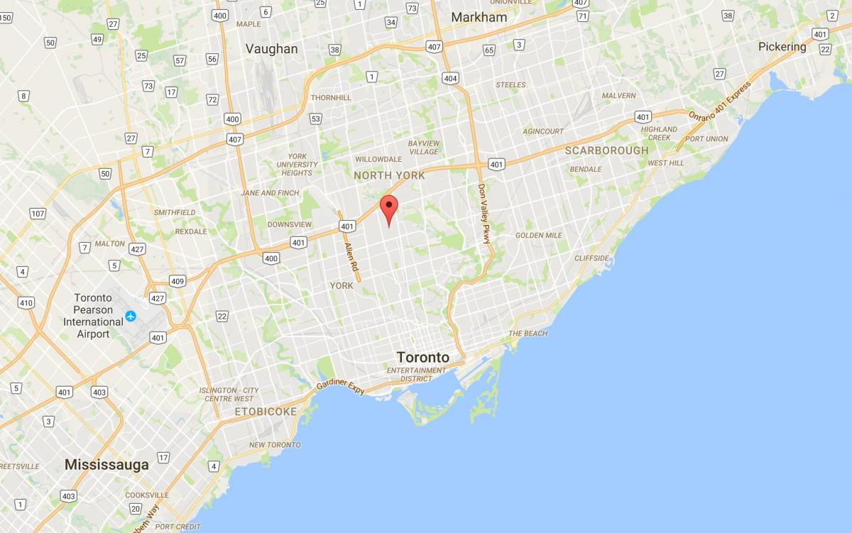 Carte Bedford Park district de Toronto