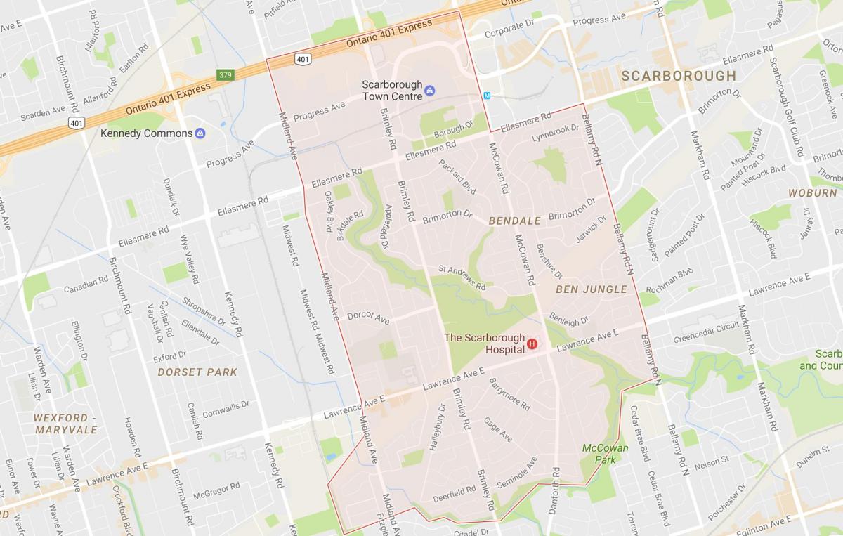 Carte Bendale quartier Toronto