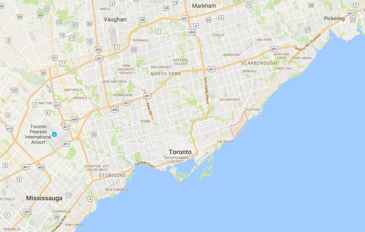 Carte Birch Cliff district de Toronto