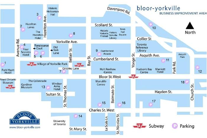 Carte Bloor Yorkville métro