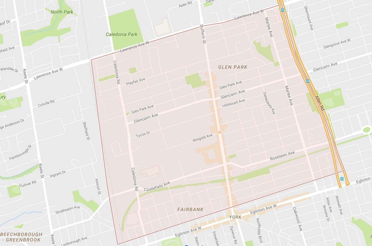 Carte Briar Hill–Belgravia quartier Toronto