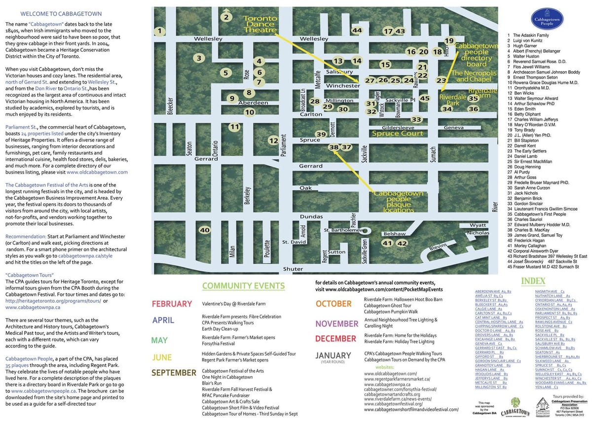 Carte Cabbagetown événements Toronto