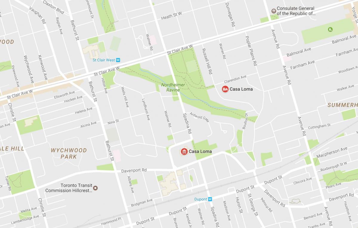 Carte Casa Loma quartier Toronto