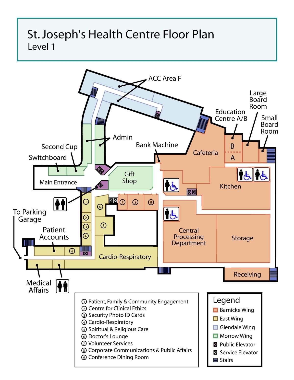 Carte Centre de santé St. Joseph Toronto niveau 1