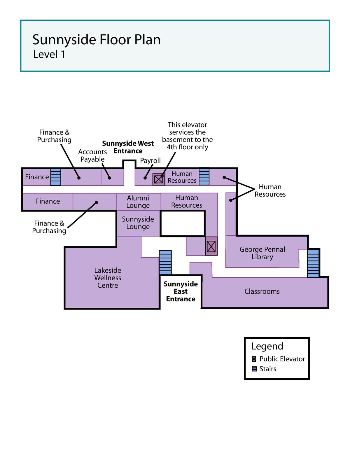 Carte Centre de santé St. Joseph Toronto Sunnyside niveau 1
