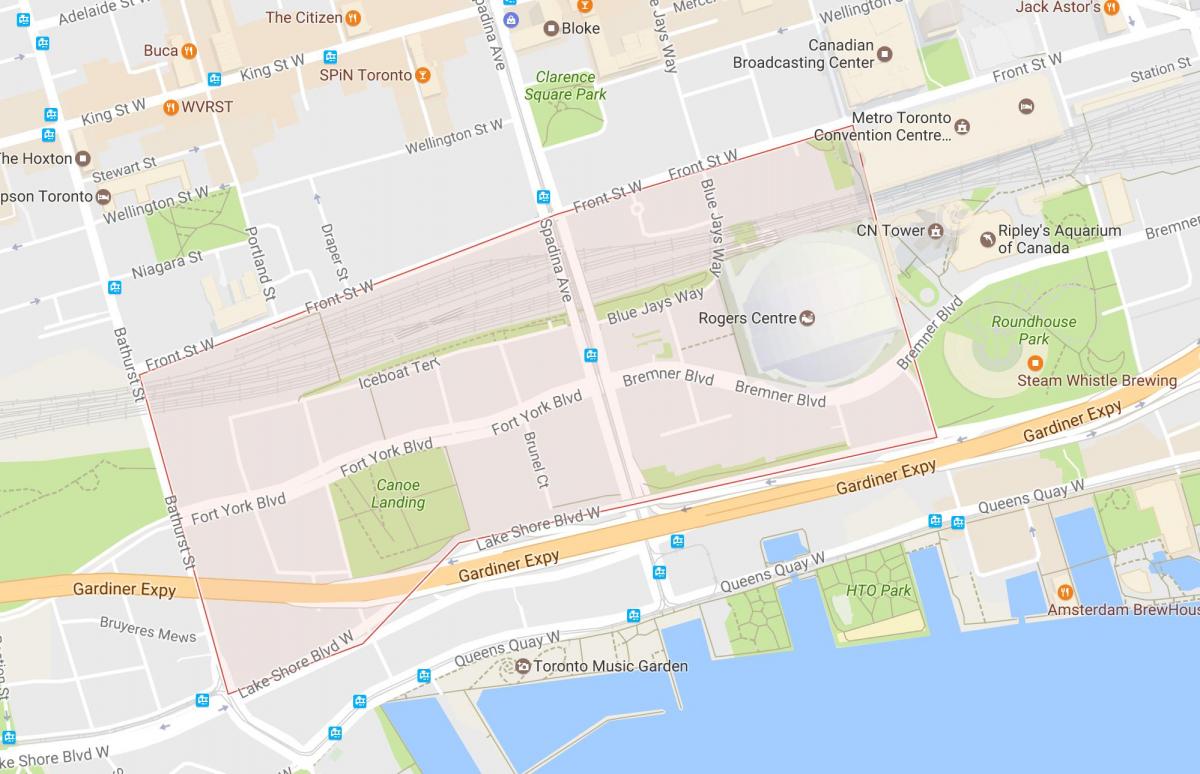 Carte CityPlace quartier Toronto