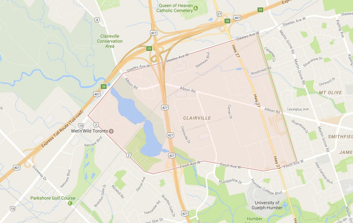 Carte Clairville quartier Toronto