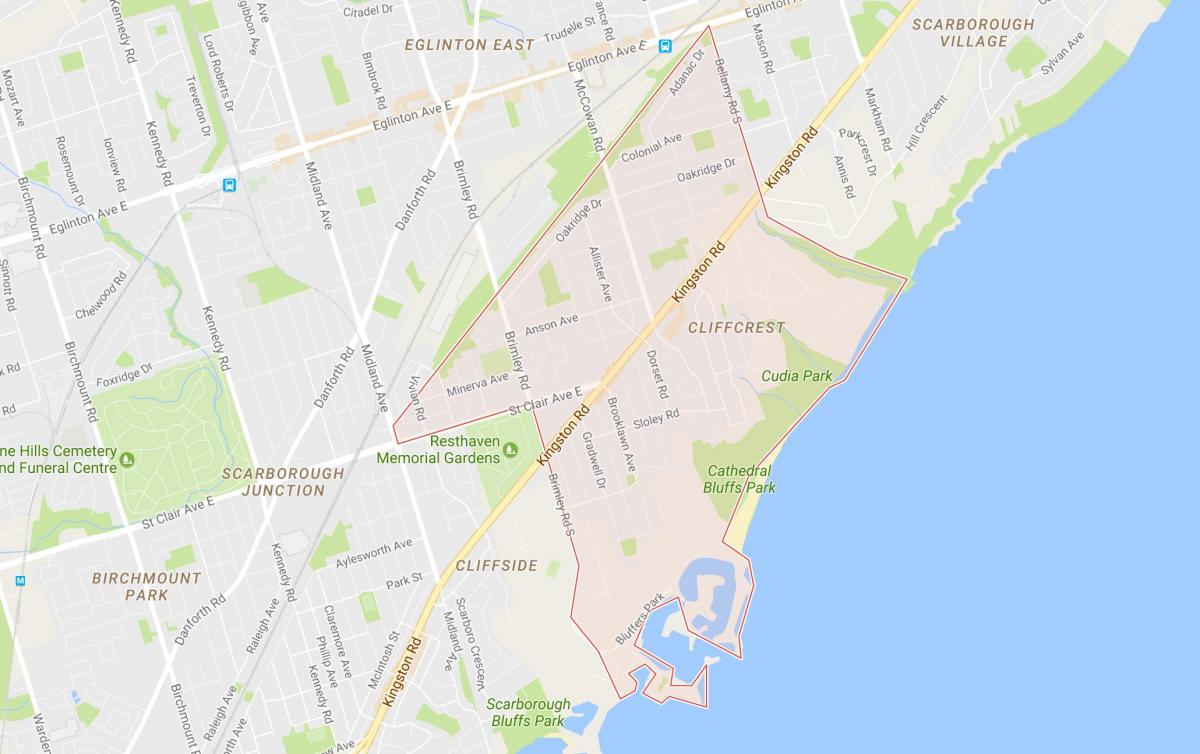 Carte Cliffcrest quartier Toronto