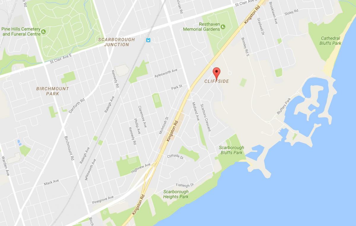 Carte Cliffside quartier Toronto