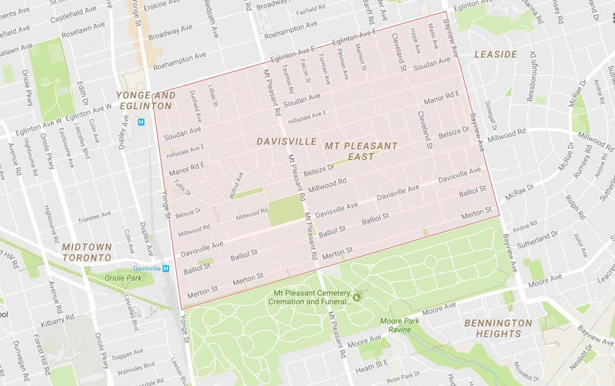 Carte Davisville Village quartier Toronto