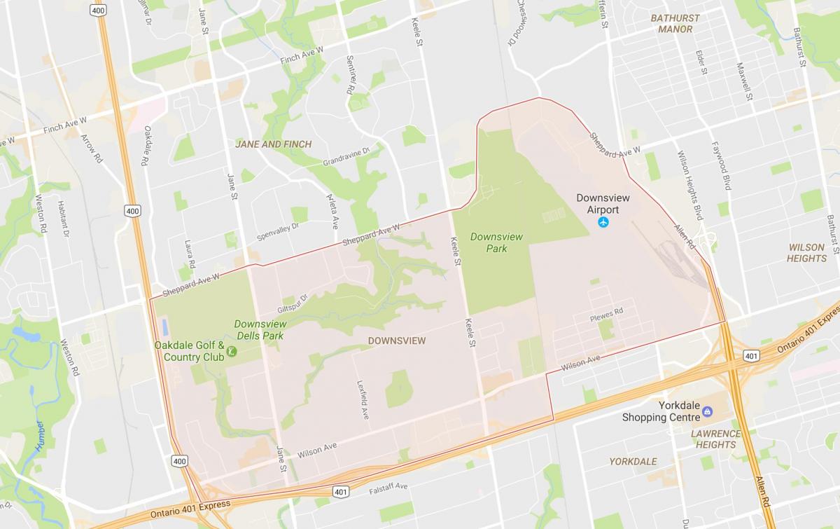 Carte Downsview quartier Toronto