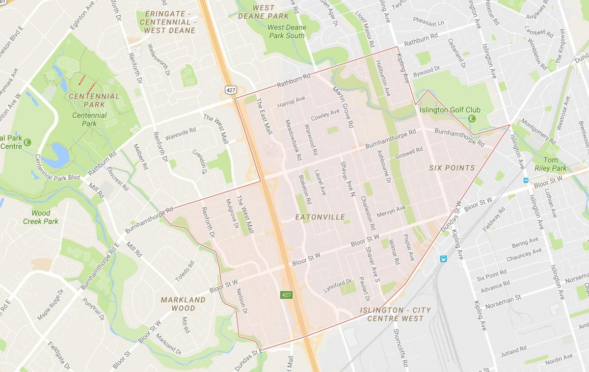 Carte Eatonville quartier Toronto