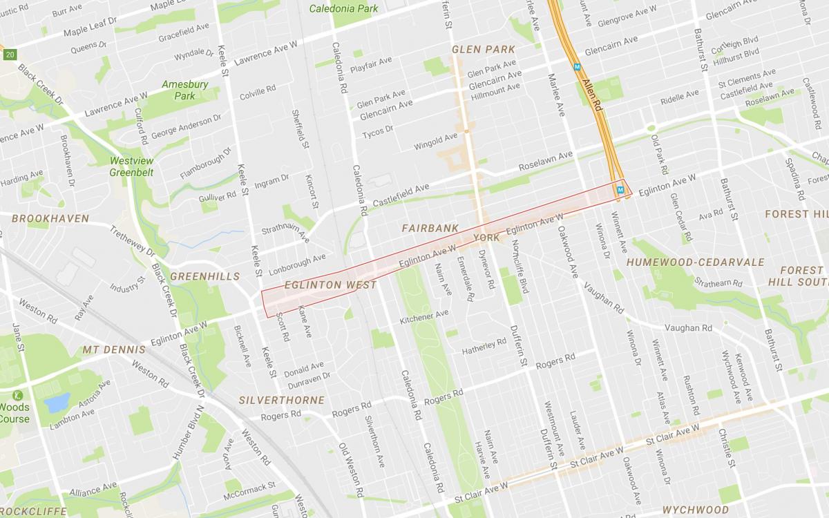Carte Eglinton West quartier Toronto