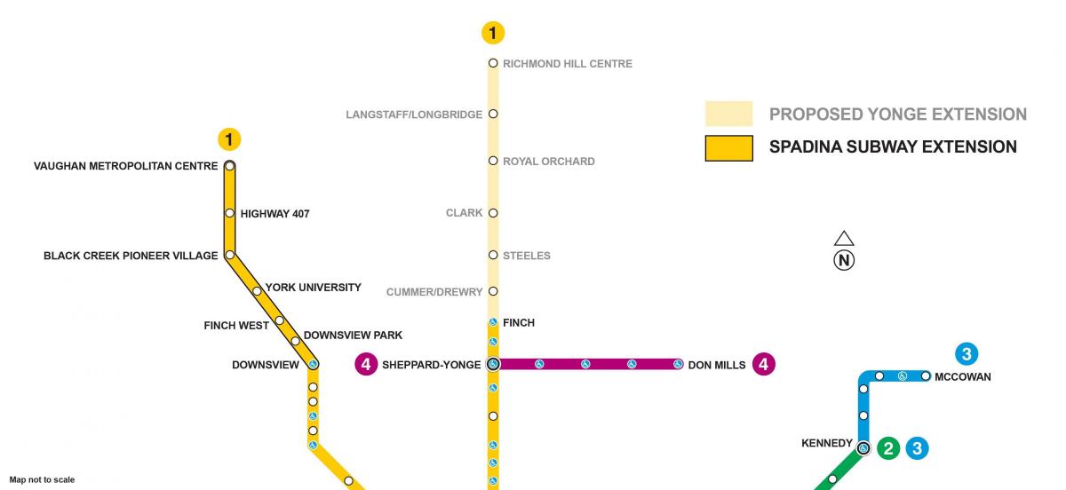 Carte extension métro Toronto