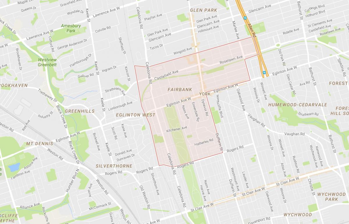 Carte Fairbank quartier Toronto