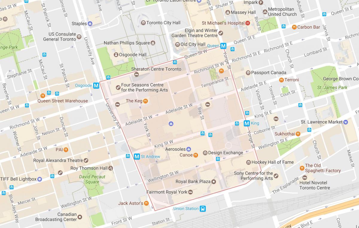 Carte Financial District quartier Toronto