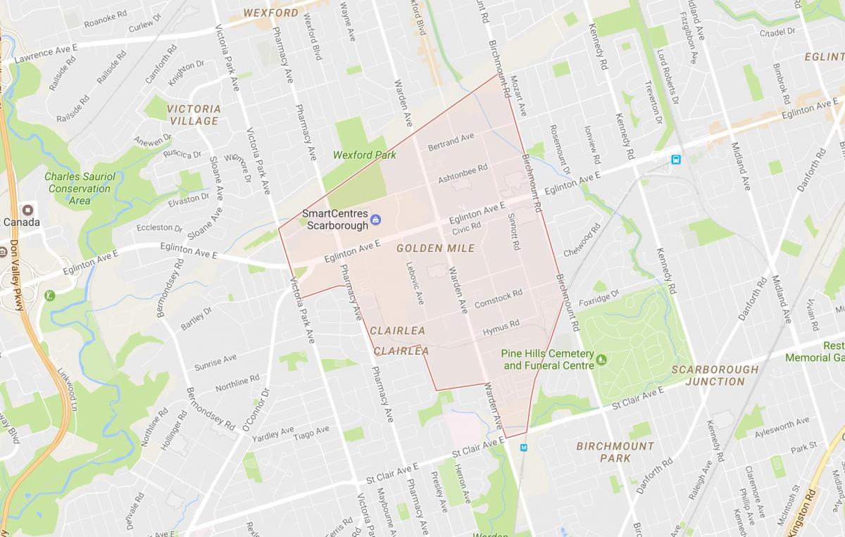 Carte Golden Mile quartier Toronto