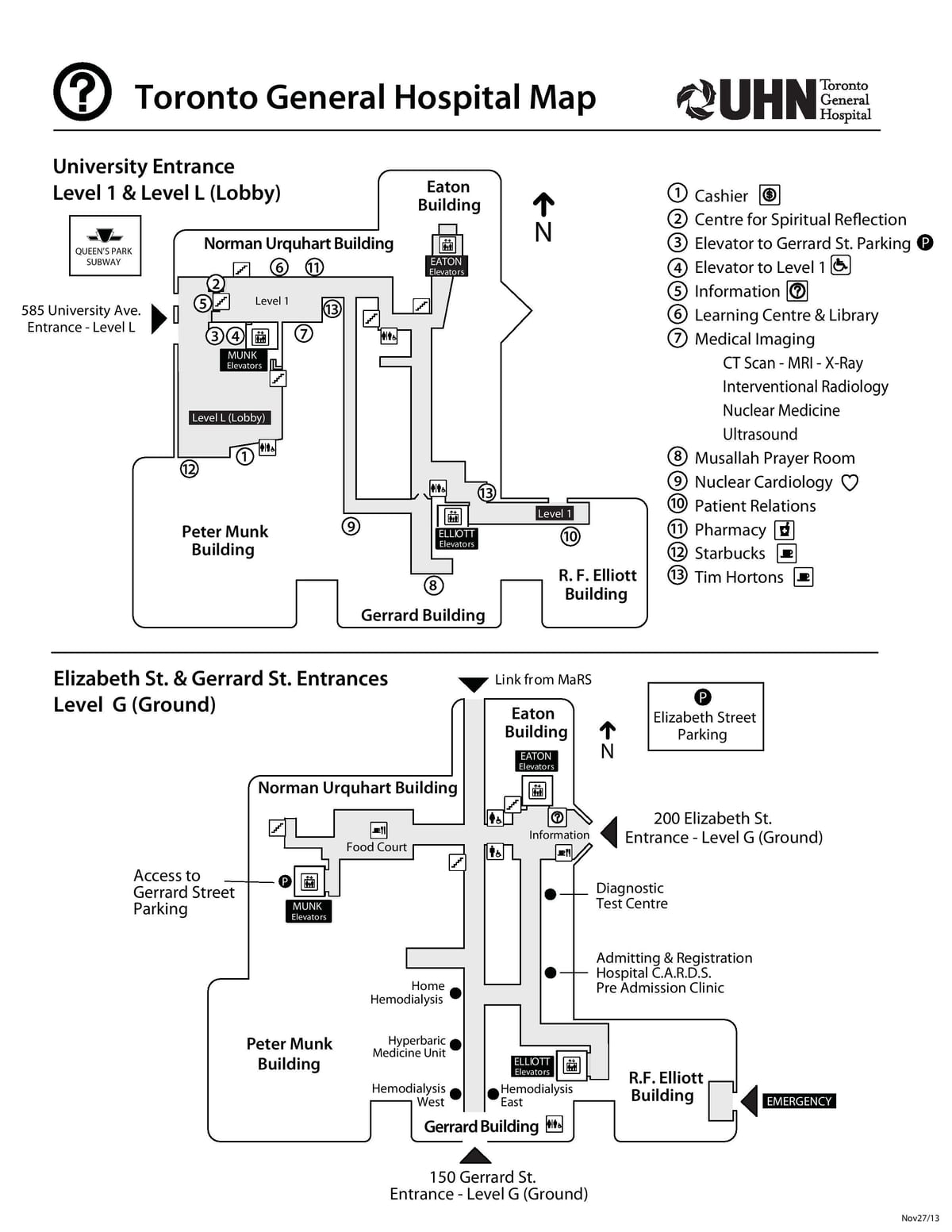 Carte hôpital général de Toronto