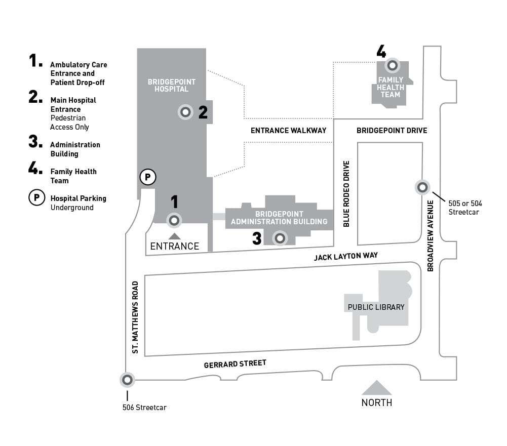 Carte hôpital Sinai Health System-Bridgepoint Toronto