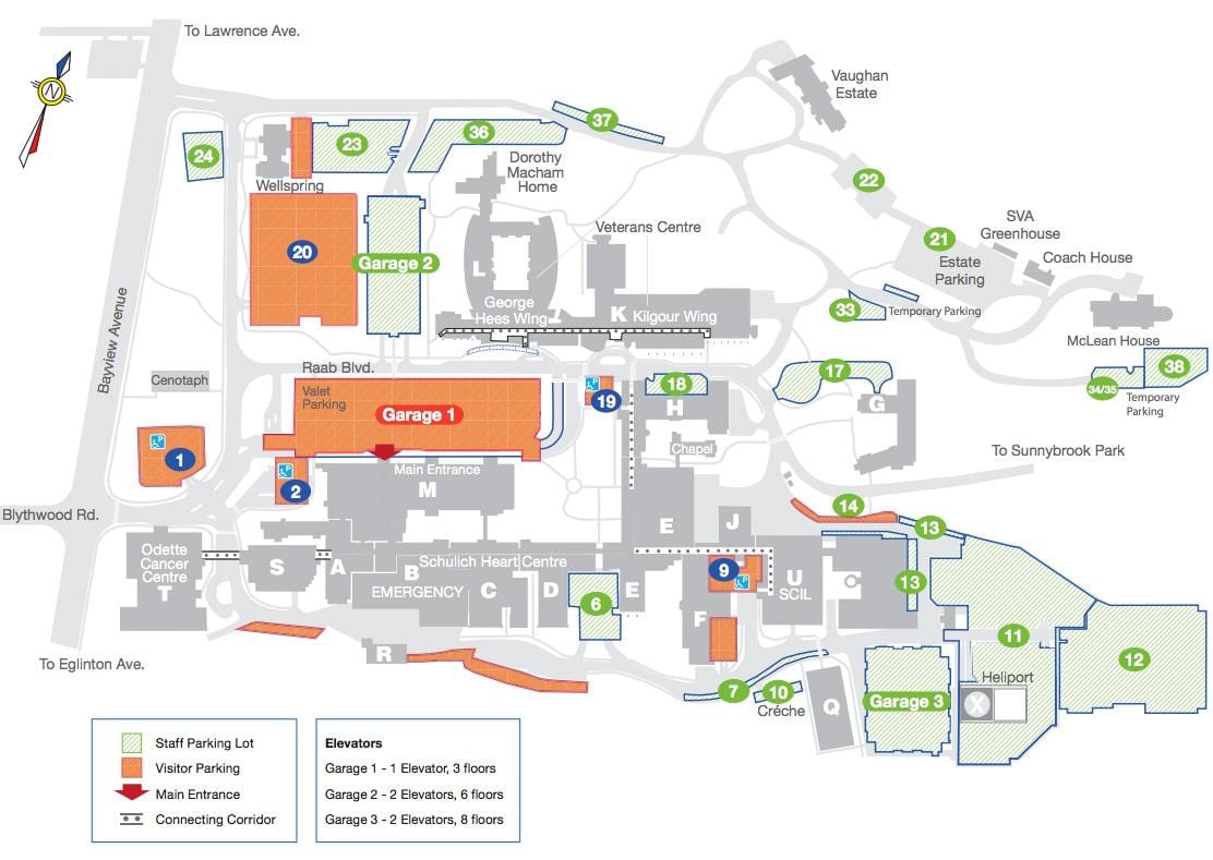 Carte hôpital Sunnybrook