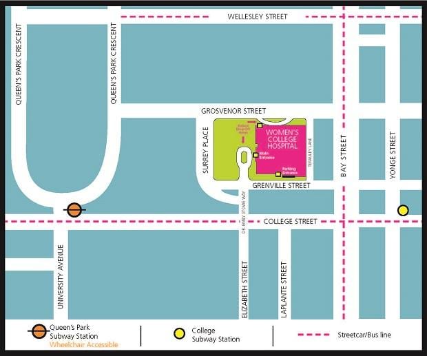 Carte hôpital universitaire pour femmes Toronto