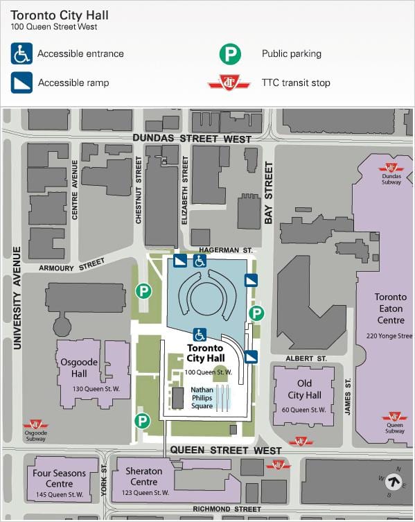Carte hôtel de ville de Toronto