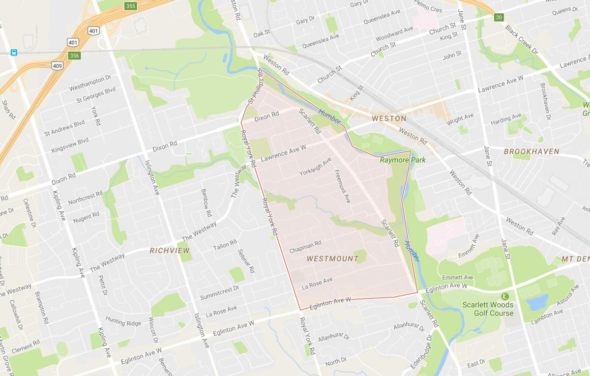 Carte Humber Heights – Westmount quartier Toronto