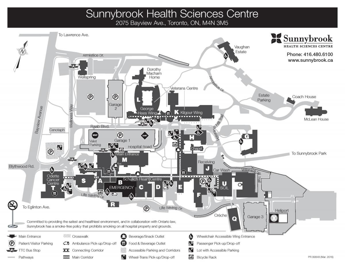 Carte hôpital Sunnybrook SHSC