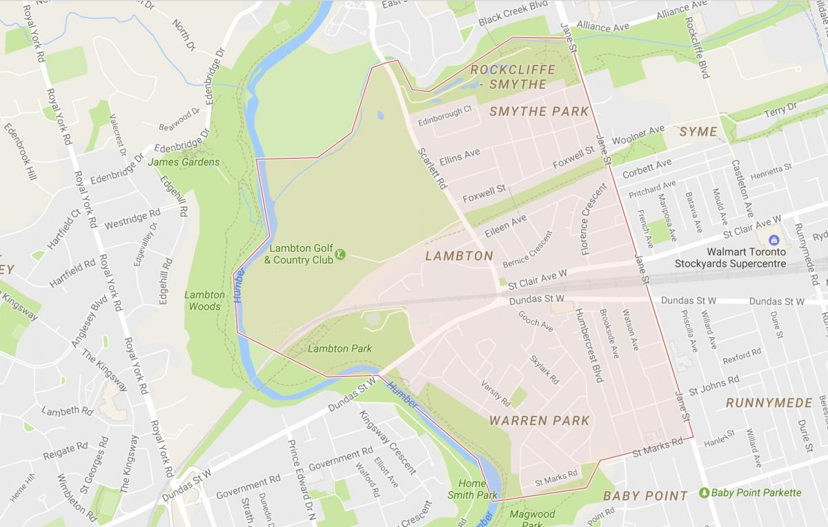 Carte Lambton quartier Toronto