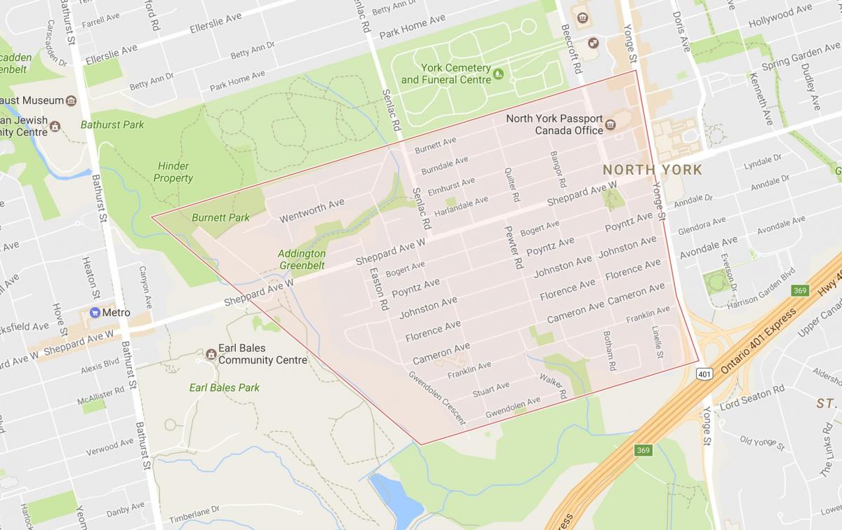 Carte Lansing quartier Toronto