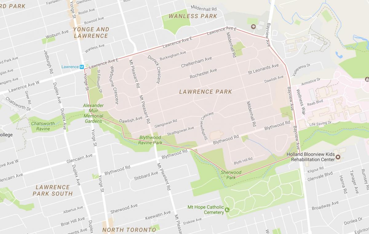 Carte Lawrence Park quartier Toronto