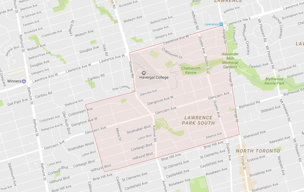 Carte Lytton Park quartier Toronto