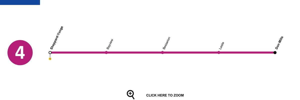 Carte métro Toronto ligne 4 Sheppard
