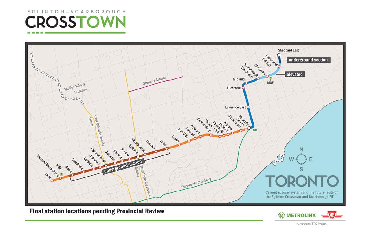 Carte métro Toronto ligne 5 Eglinton