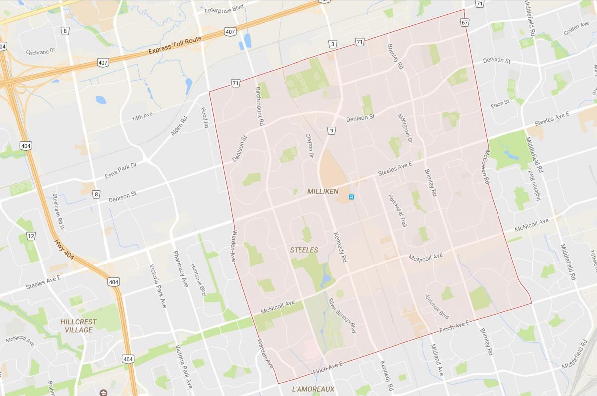 Carte Milliken quartier Toronto