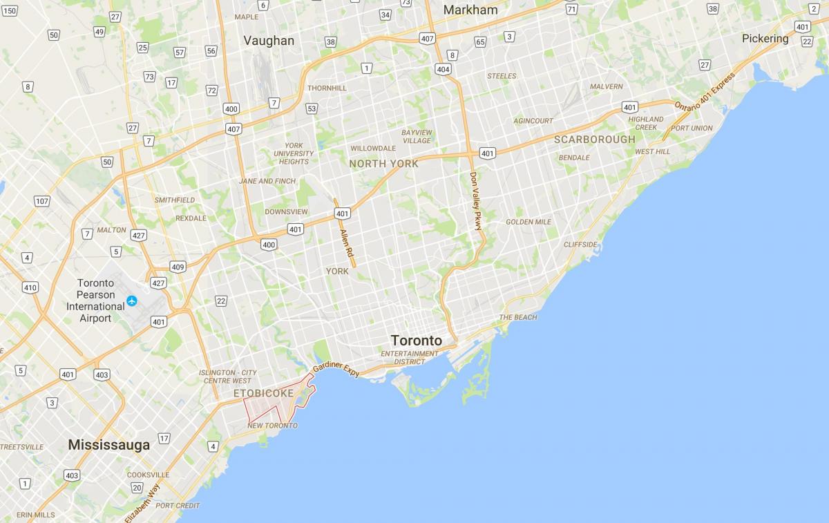 Carte Mimico district de Toronto