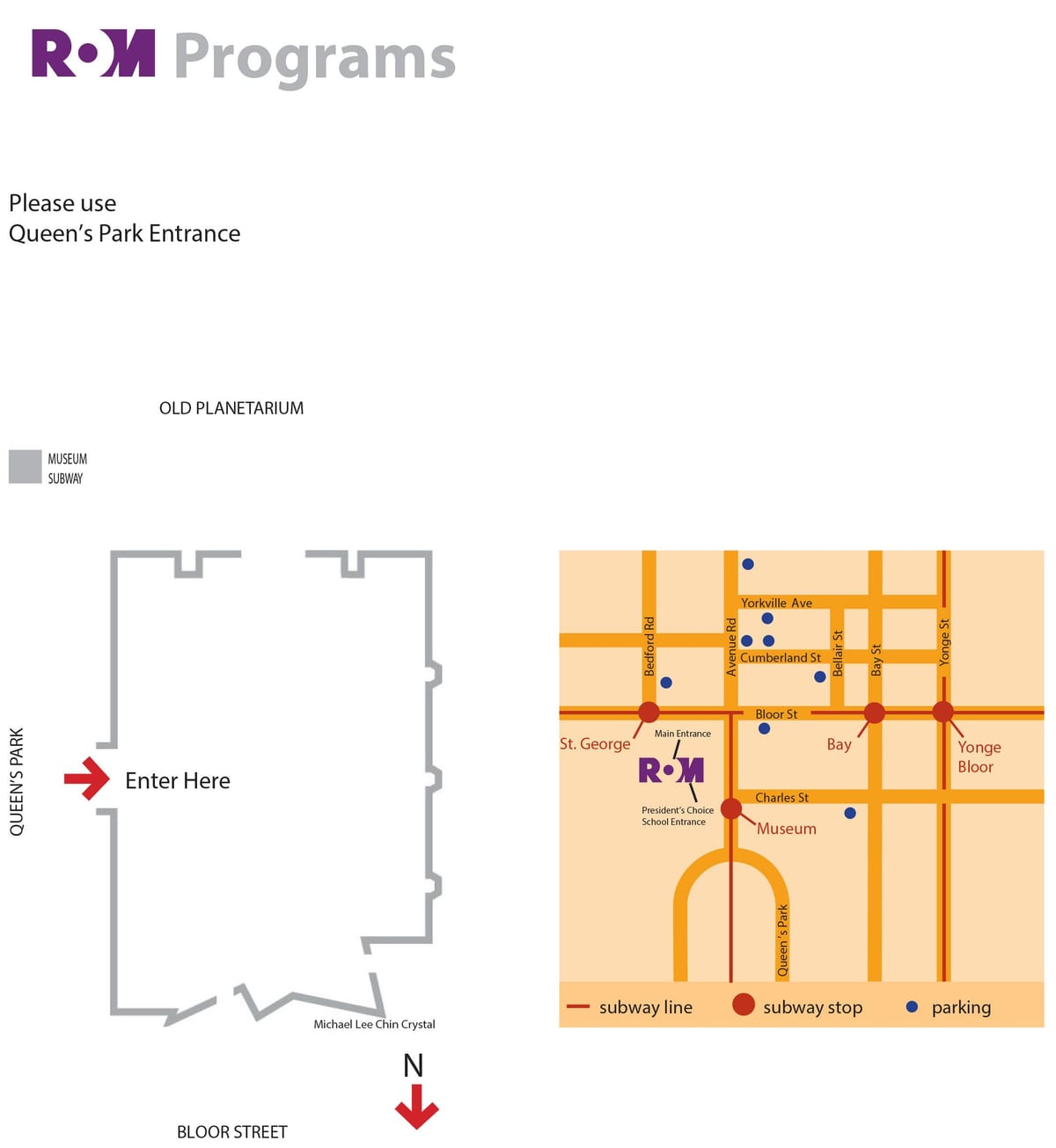 Carte musée royal de l'Ontario stationnement