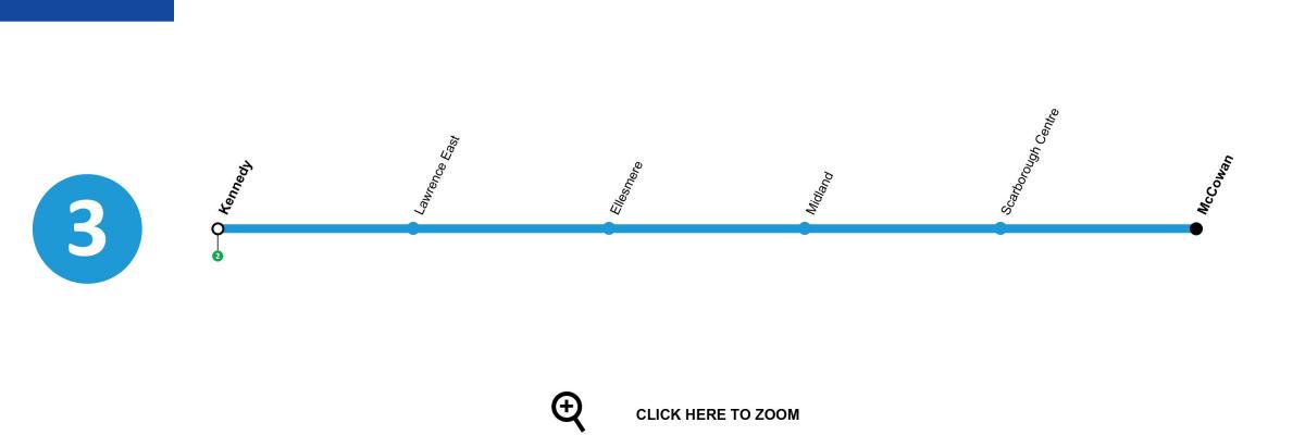 Carte métro Toronto ligne 3 Scarborough RT