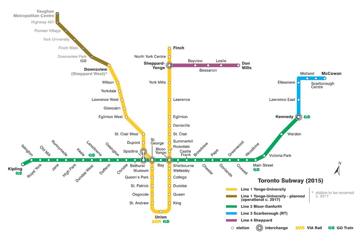 Carte métro Toronto