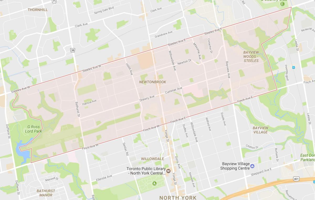 Carte Newtonbrook quartier Toronto