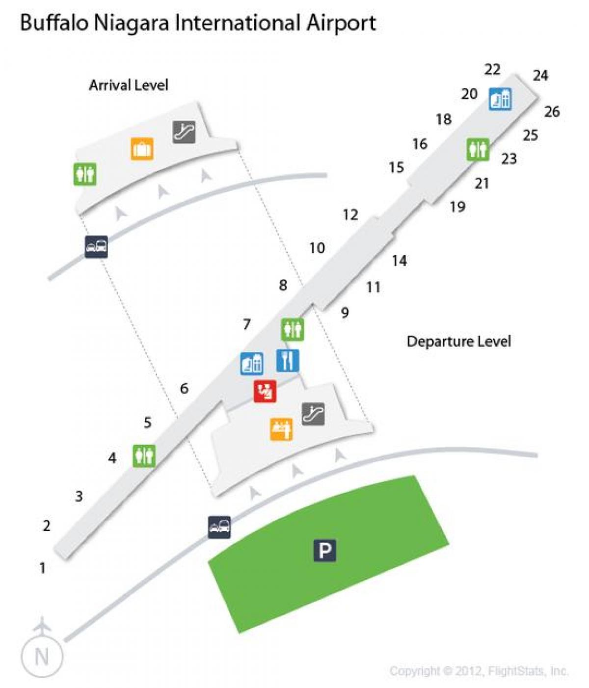 Carte niveau départs aéroport Buffalo Niagara