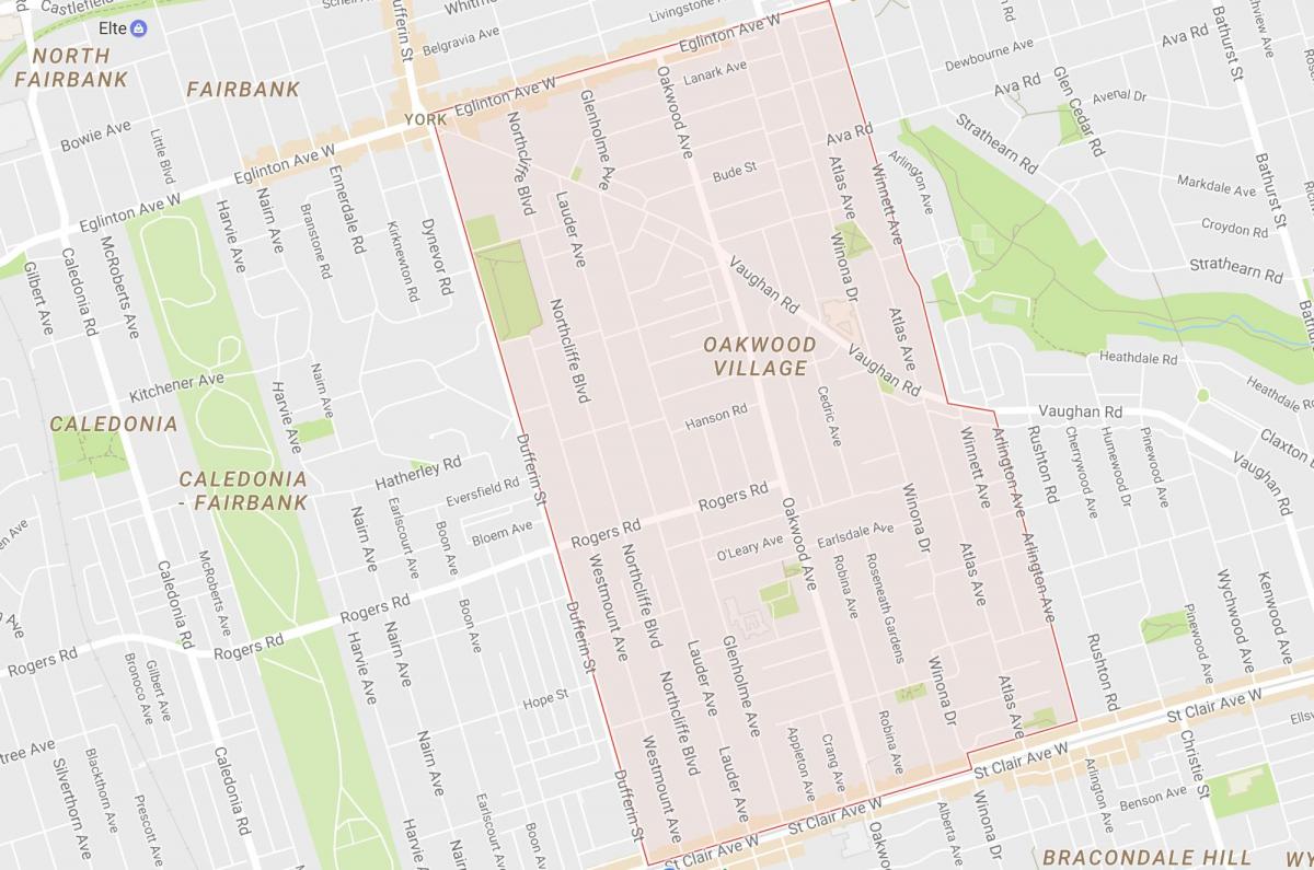 Carte Oakwood–Vaughan quartier Toronto