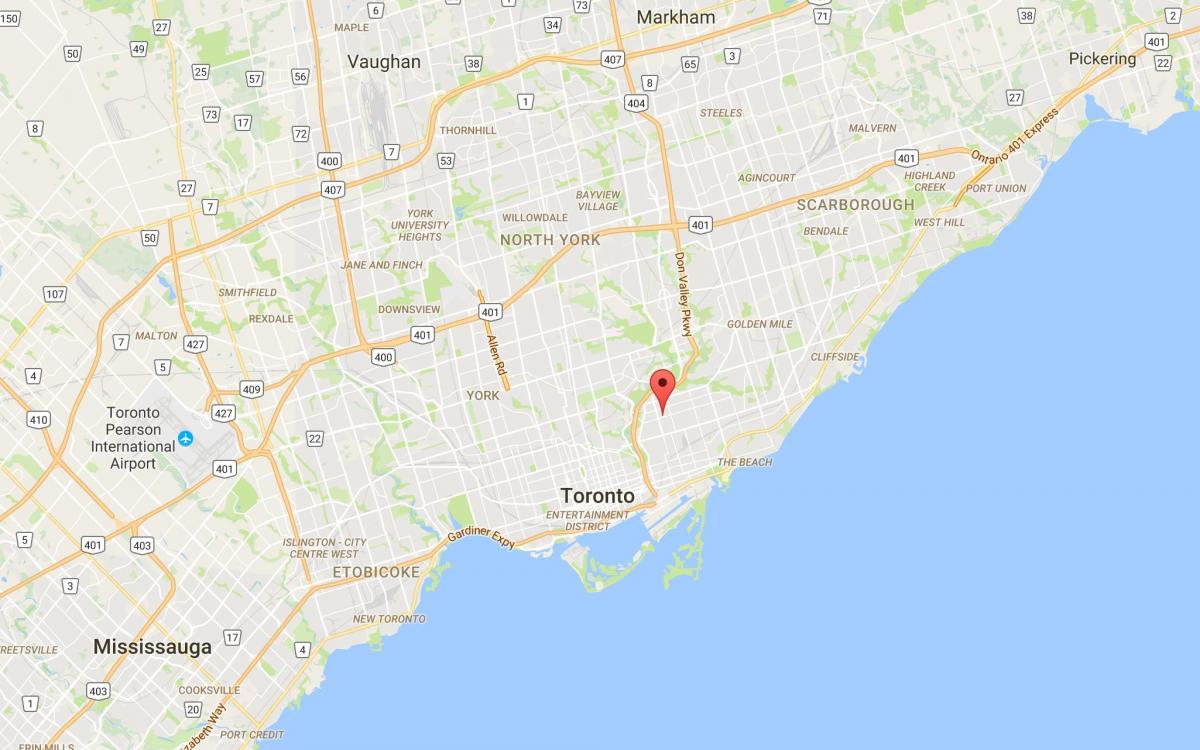 Carte Pape Village district de Toronto
